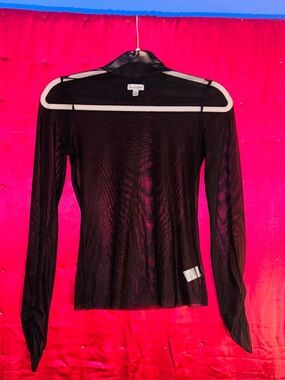 👑 Size Medium Black Mesh love, Fire Black Sheer Top